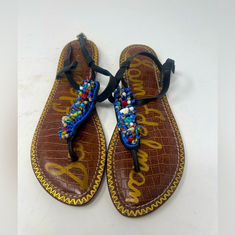 Sam Edelman Women Gabrielle Leather Split Toe Casual Ankle Strap Sandals Size 8